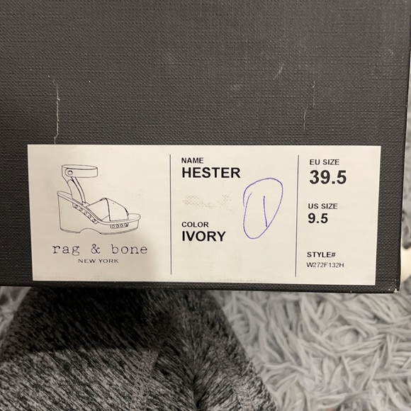 NEW • Rag & Bone • Hester Wedge Wooden Heels Ivory White Brown 9.5 Studded - Picture 8 of 8